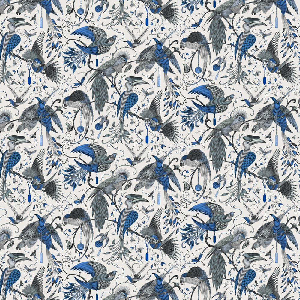 Audubon Wallpaper - Blue - by Emma J Shipley