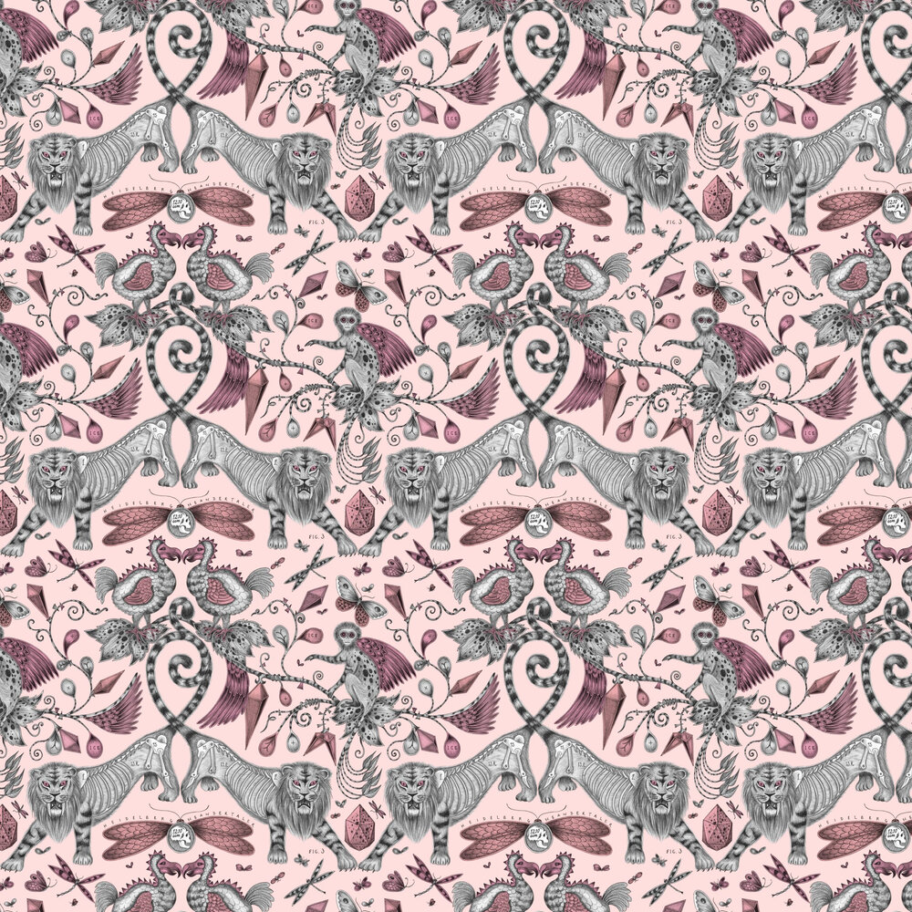 Extinct Wallpaper - Pink - by Emma J Shipley