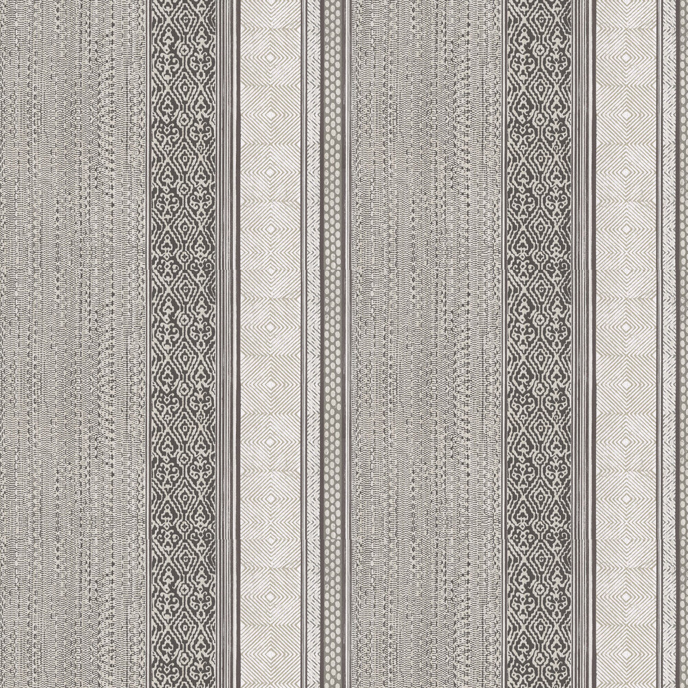 Tapestry Stripe Wallpaper - Black / Cream - by Eijffinger