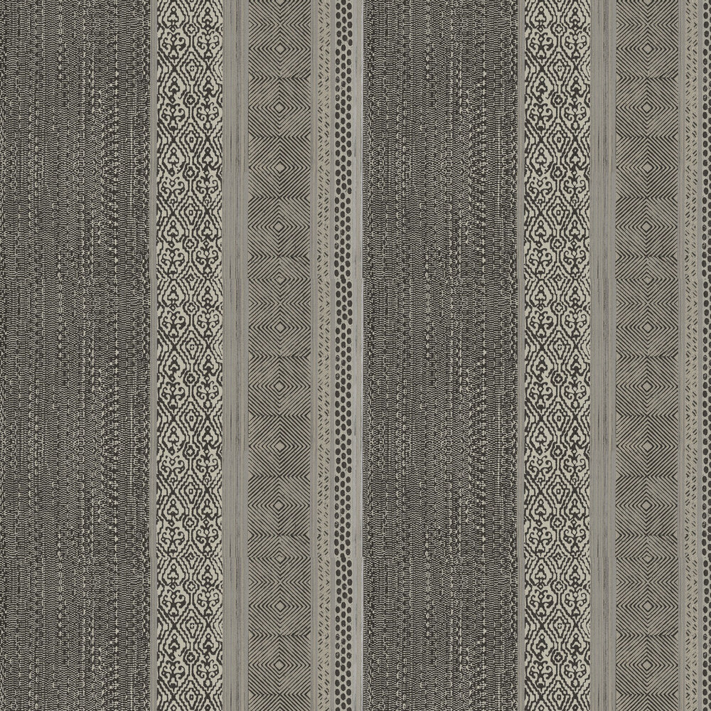 Tapestry Stripe Wallpaper - Black / Champagne - by Eijffinger