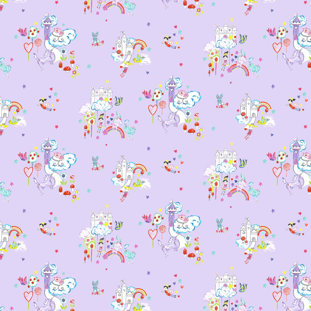 Unicorns and Castles Wallpaper - Lilac - by Albany
