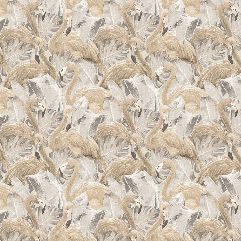 Flamingo Wallpaper - Beige / Grey - by Galerie