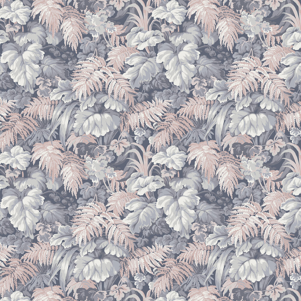 Royal Fernery Wallpaper - Slate Blue / Blush Pink - by Cole & Son
