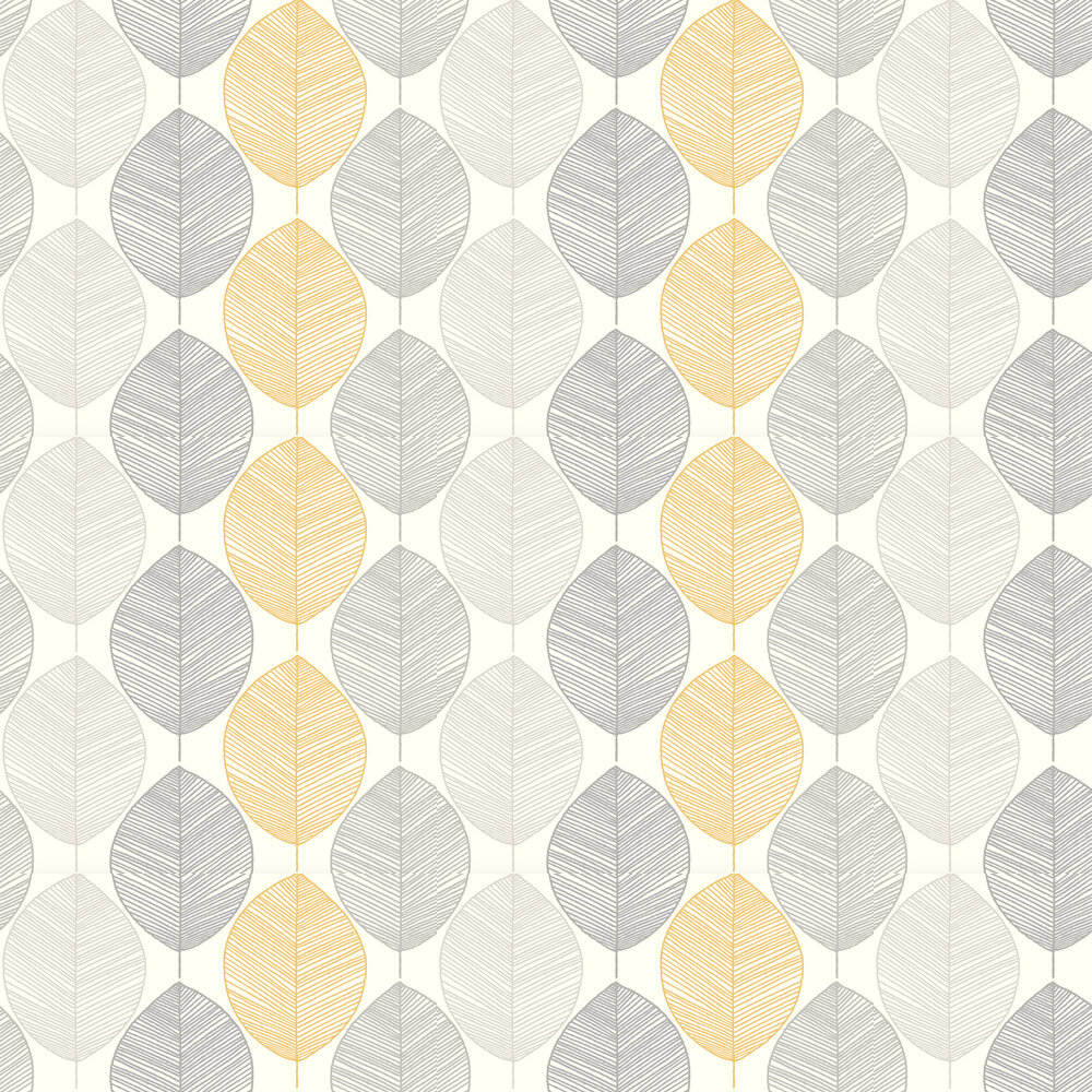 Scandi Leaf Wallpaper - Yellow - by Arthouse