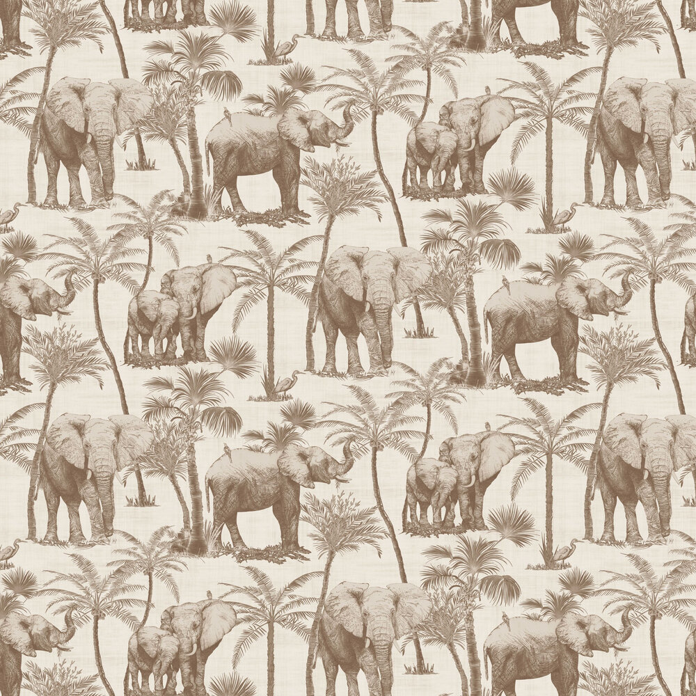 Elephant Grove Wallpaper - Coffee - by Arthouse