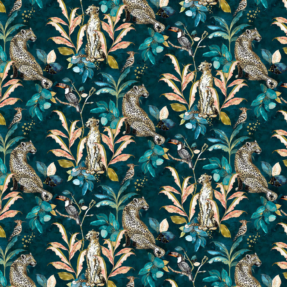 Cheetah Wallpaper - Teal - by Graduate Collection