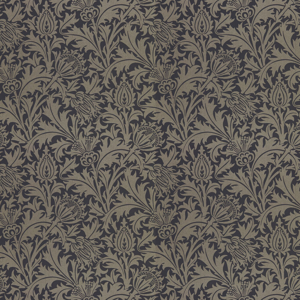 Pure Thistle Wallpaper - Black Ink - by Morris
