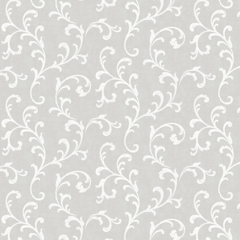 Trellis Scroll Wallpaper - Grey - by SK Filson