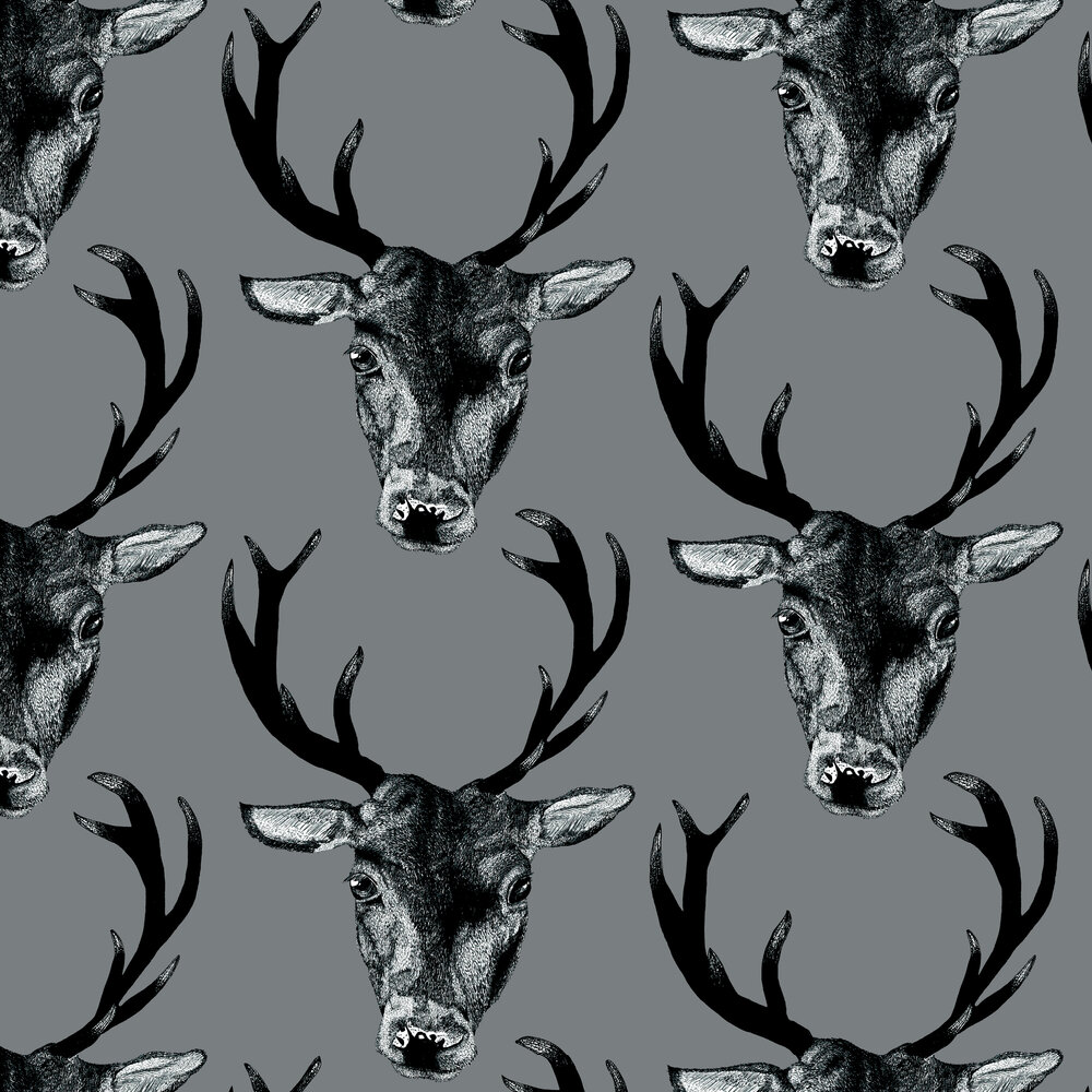 Stag Head Grey Wallpaper - by Graduate Collection