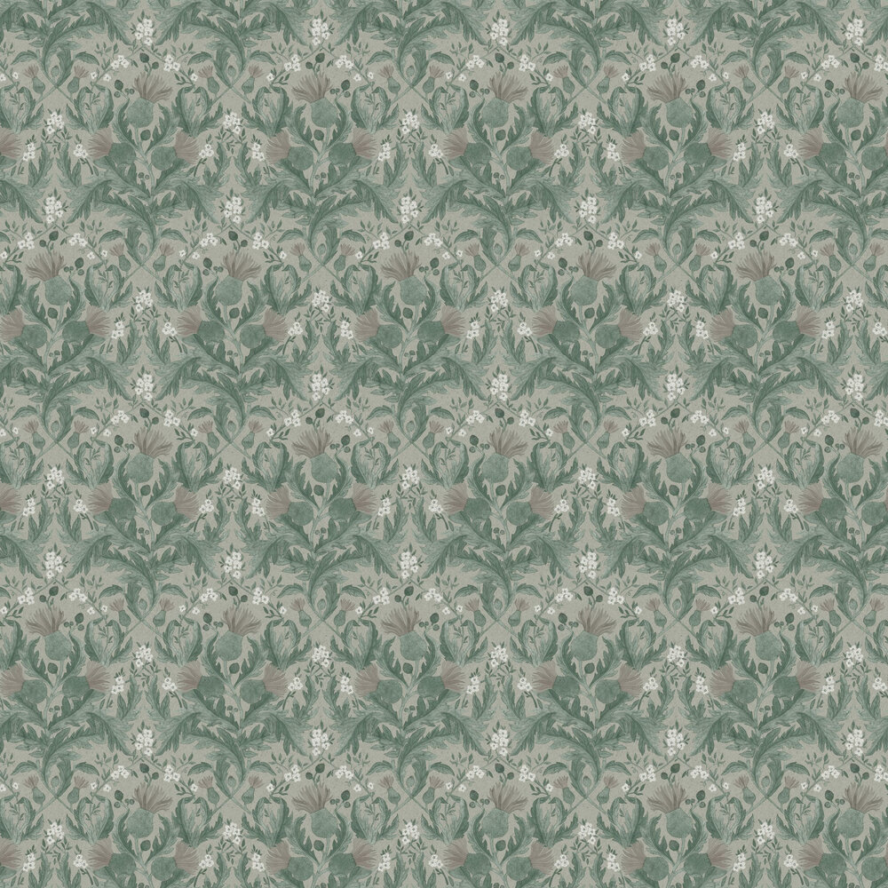 Thistle Wallpaper - Green - by Boråstapeter