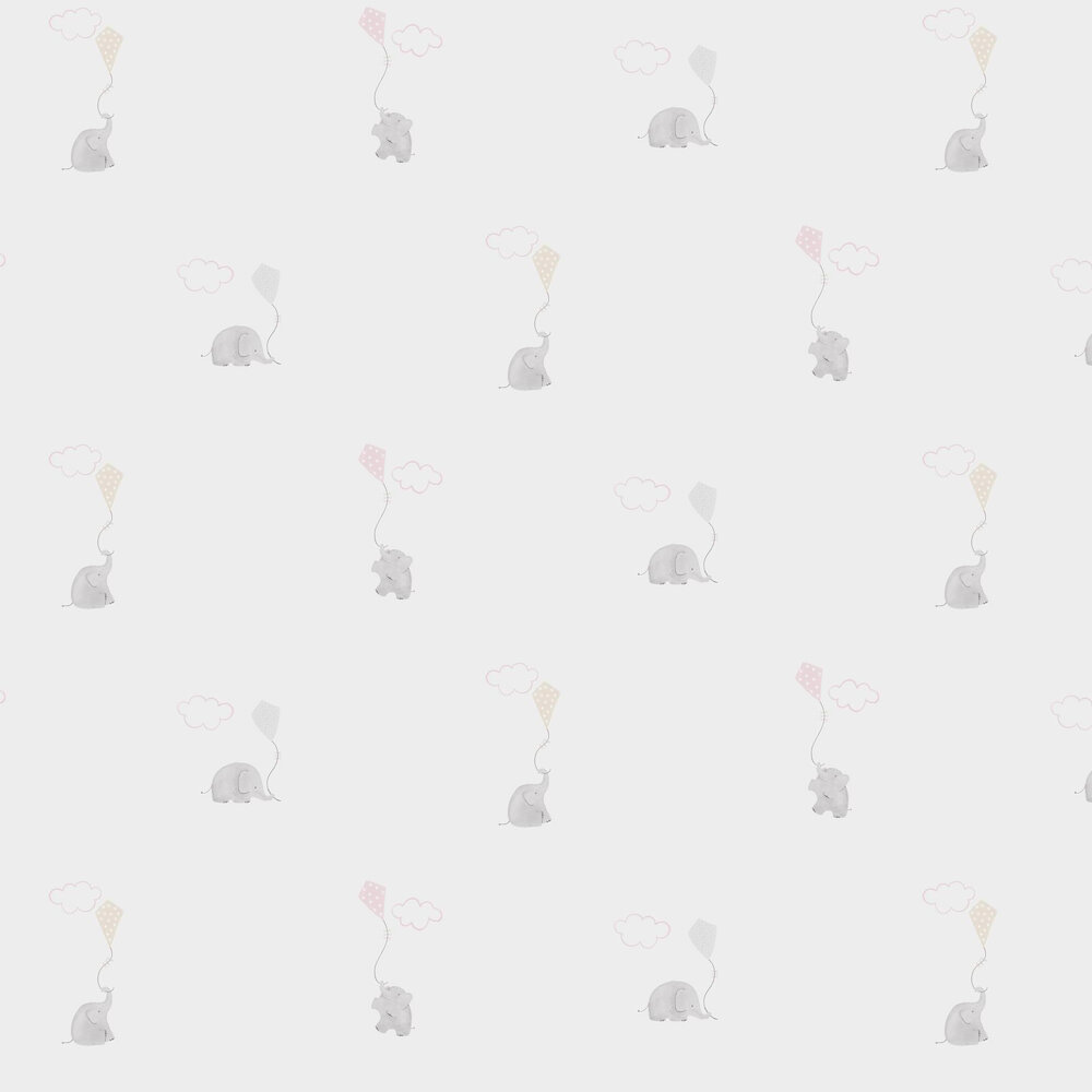 Elephant Wallpaper - Off White and Pink - by Casadeco