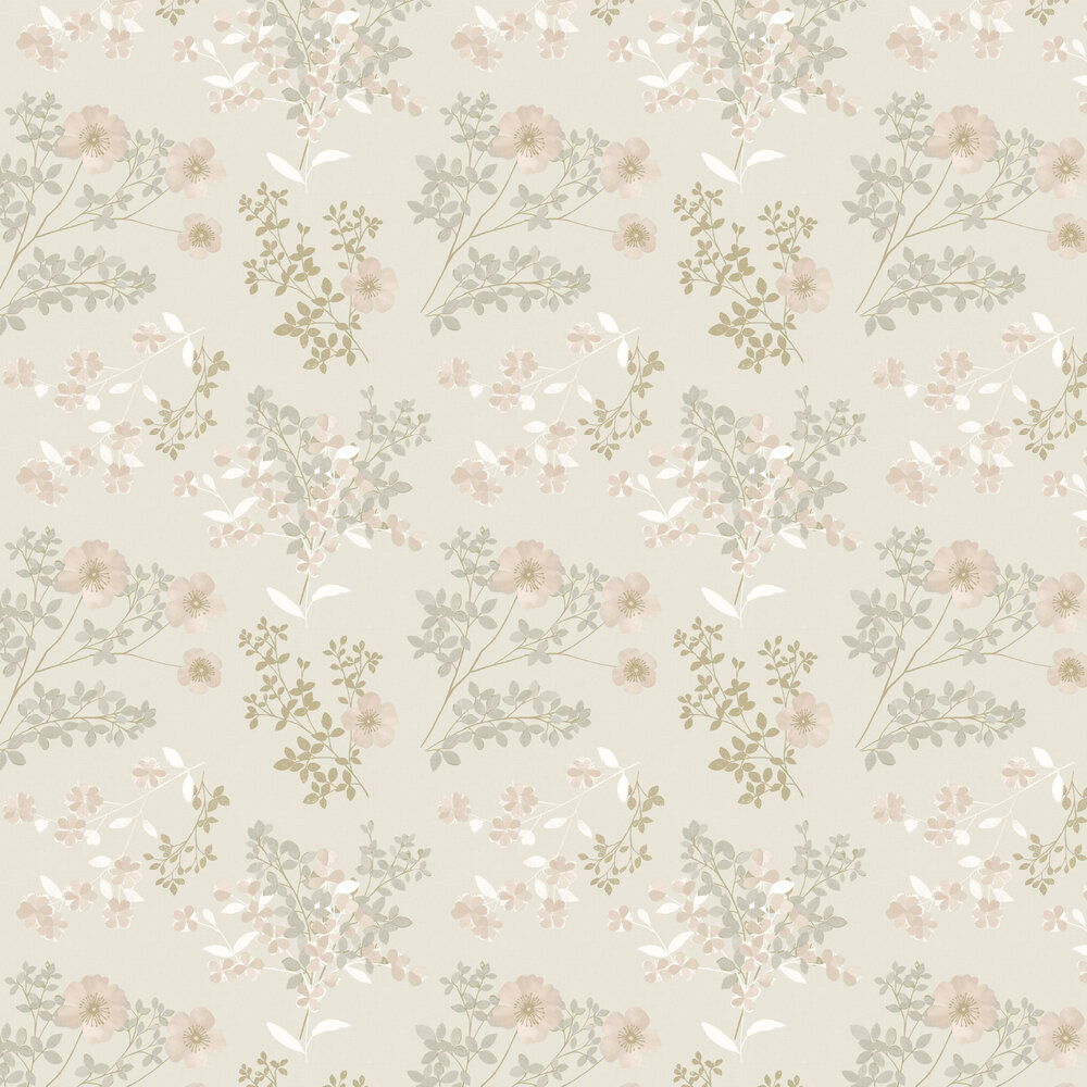 Prairie Rose Wallpaper - Grey - by Boråstapeter