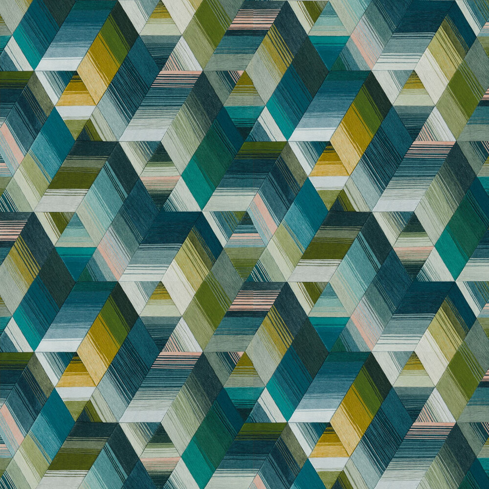 Arccos Wallpaper - Emerald / Blush - by Harlequin