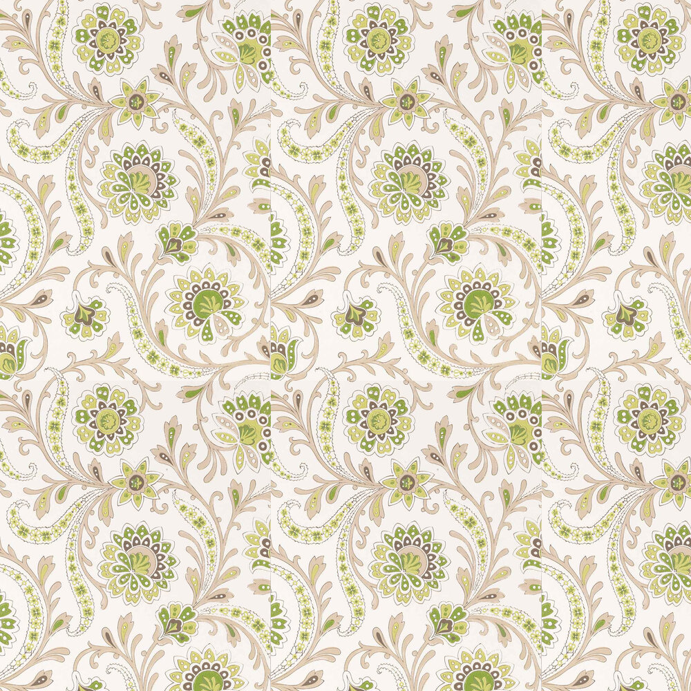 Baville Wallpaper - Green/ Taupe - by Nina Campbell