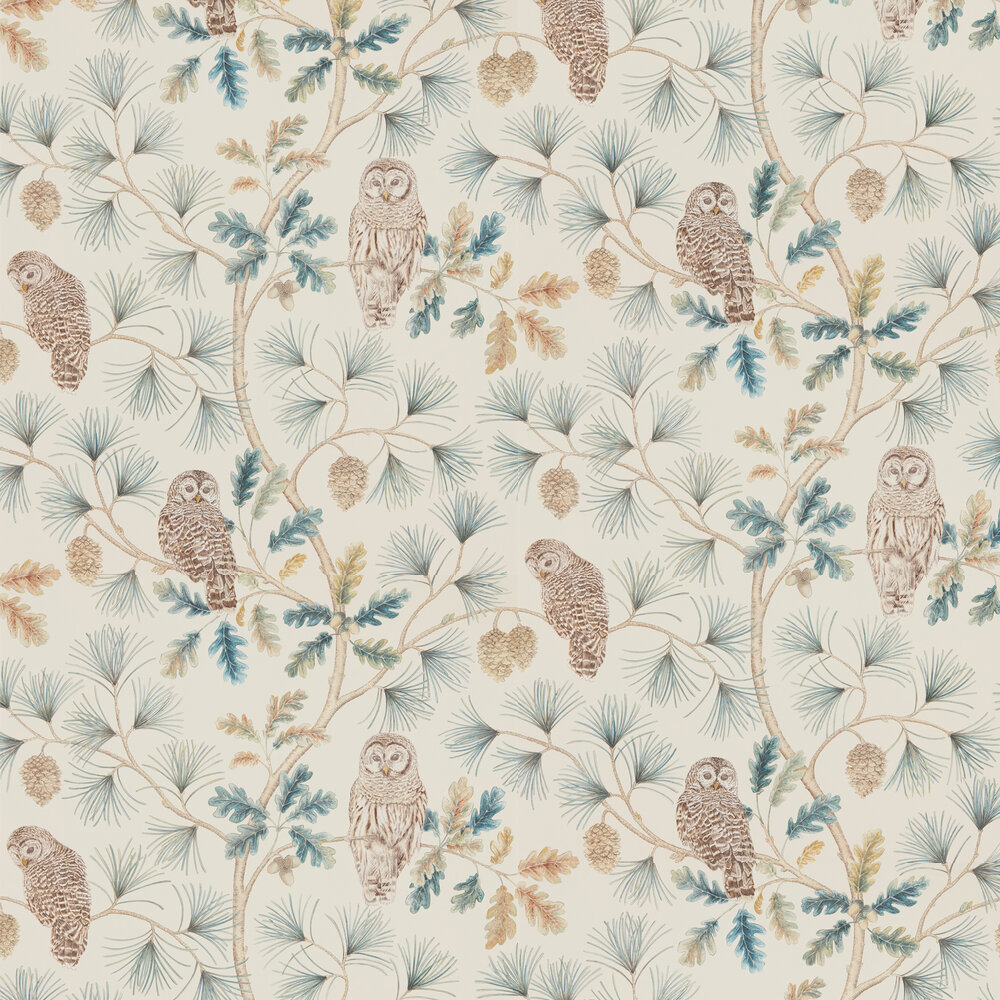 Owlswick Wallpaper - Teal - by Sanderson