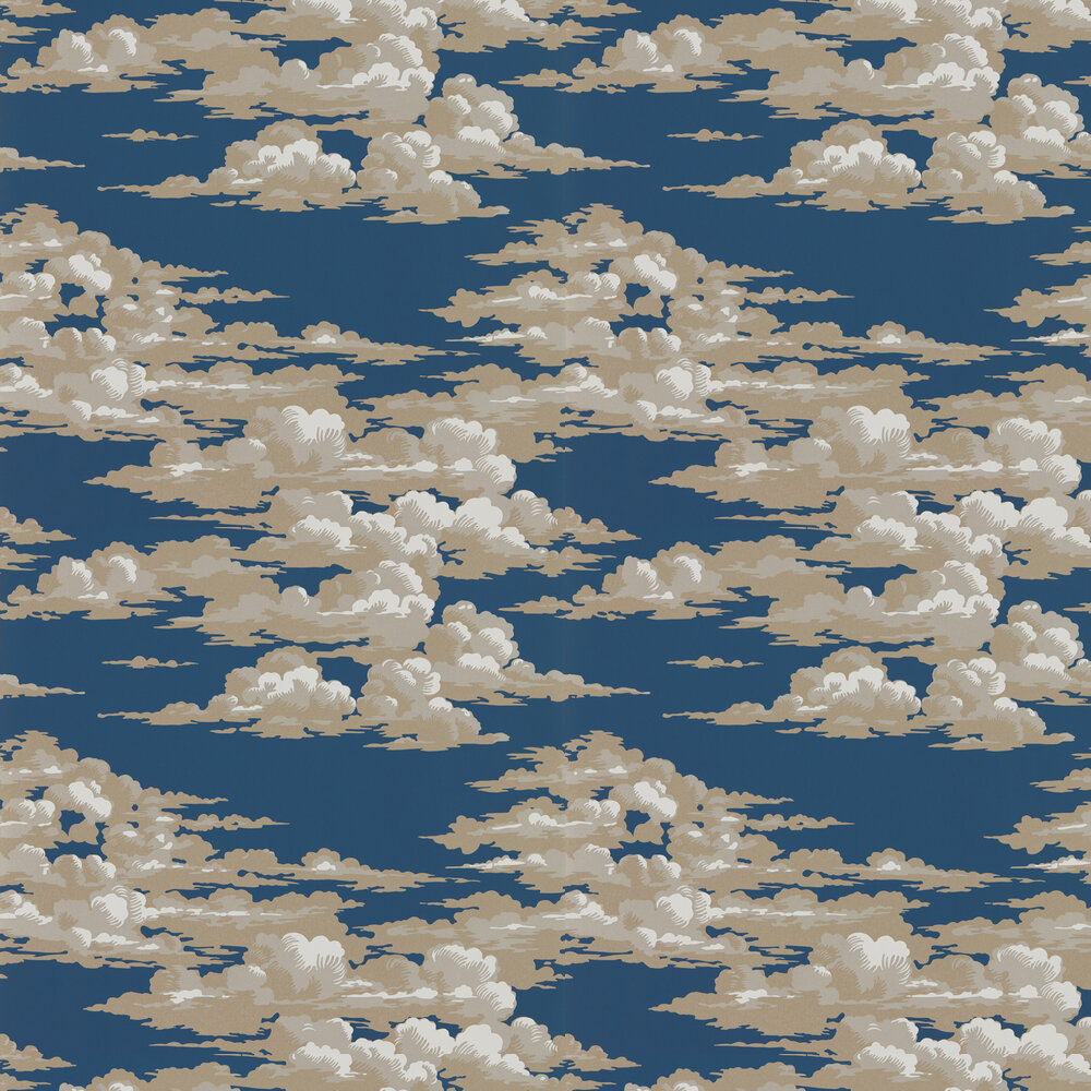 Silvi Clouds Wallpaper - Yacht Blue - by Sanderson
