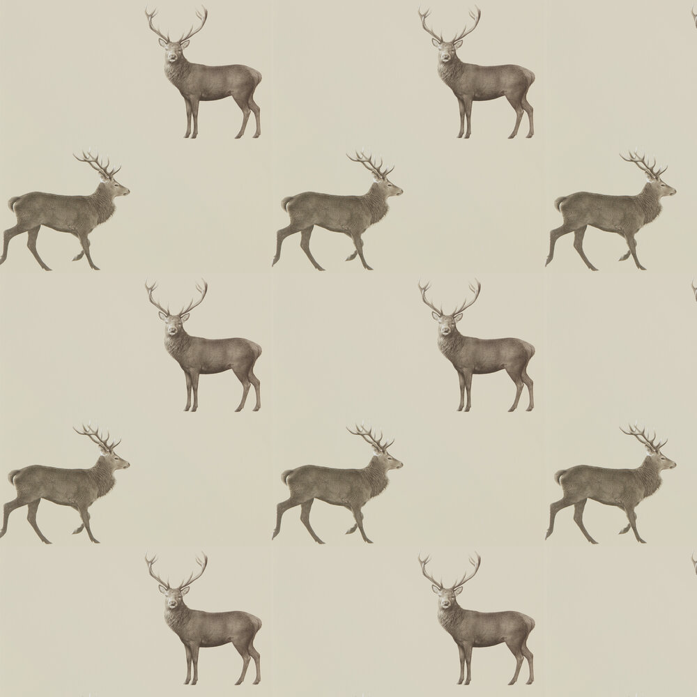 Evesham Deer Wallpaper - Birch - by Sanderson