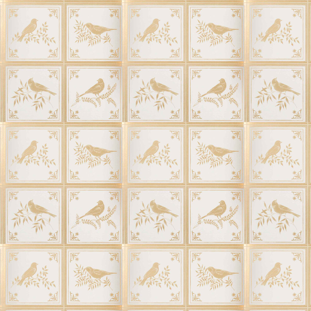 Fortoiseau Wallpaper - Ivory/ Gold - by Nina Campbell