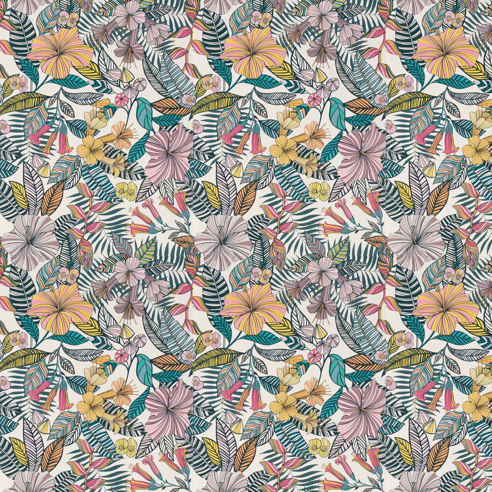 Valldemossa Wallpaper - Cerise/ Coral  - by Matthew Williamson