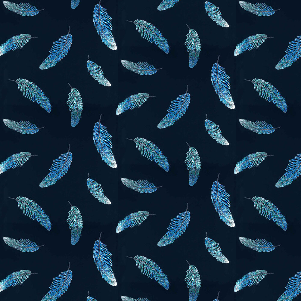 Adornado Wallpaper - Navy/ Sapphire - by Matthew Williamson