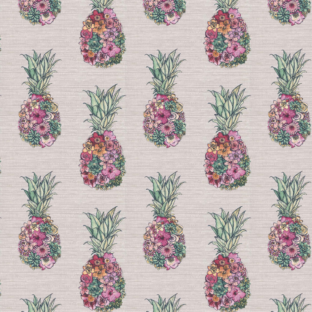 Ananas Wallpaper - Cerise/ Lemon/ Mint - by Matthew Williamson