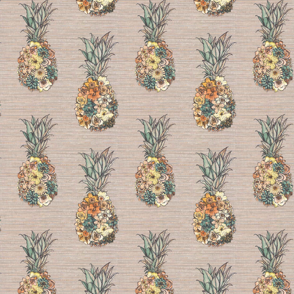 Ananas Wallpaper - Terracotta/ Lemon/ Grass - by Matthew Williamson