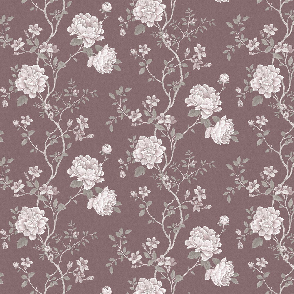 Floral Trail Wallpaper - Dark Burnt Red - by Galerie