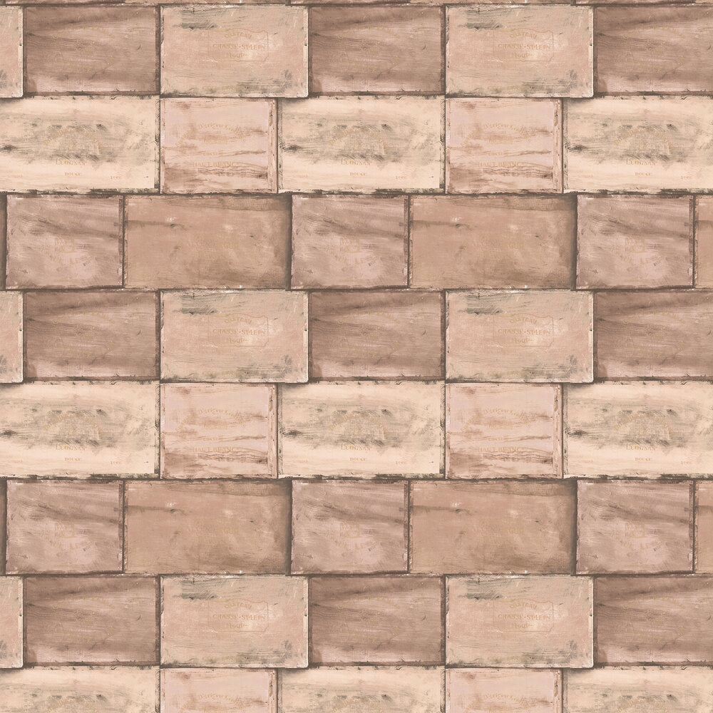 Wine Crates Wallpaper - Rose / Sepia wash - by Galerie