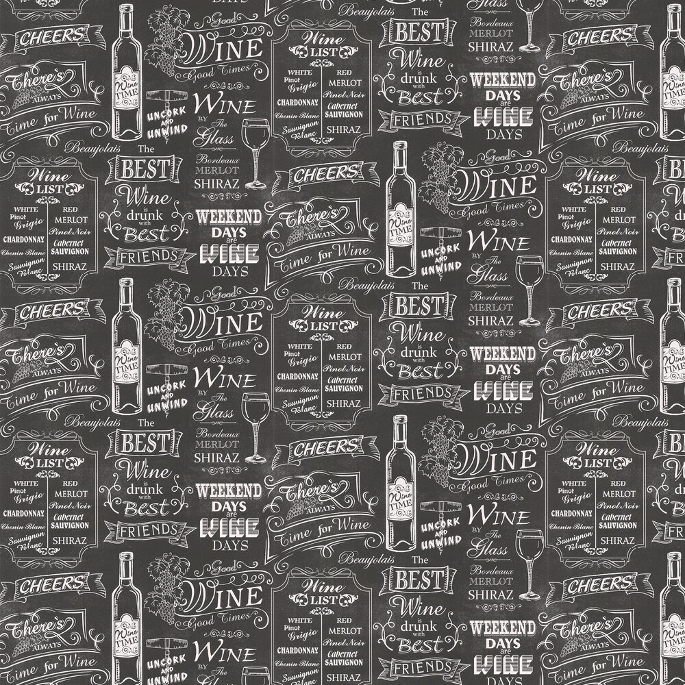 Wine Board Wallpaper - Black - by Galerie