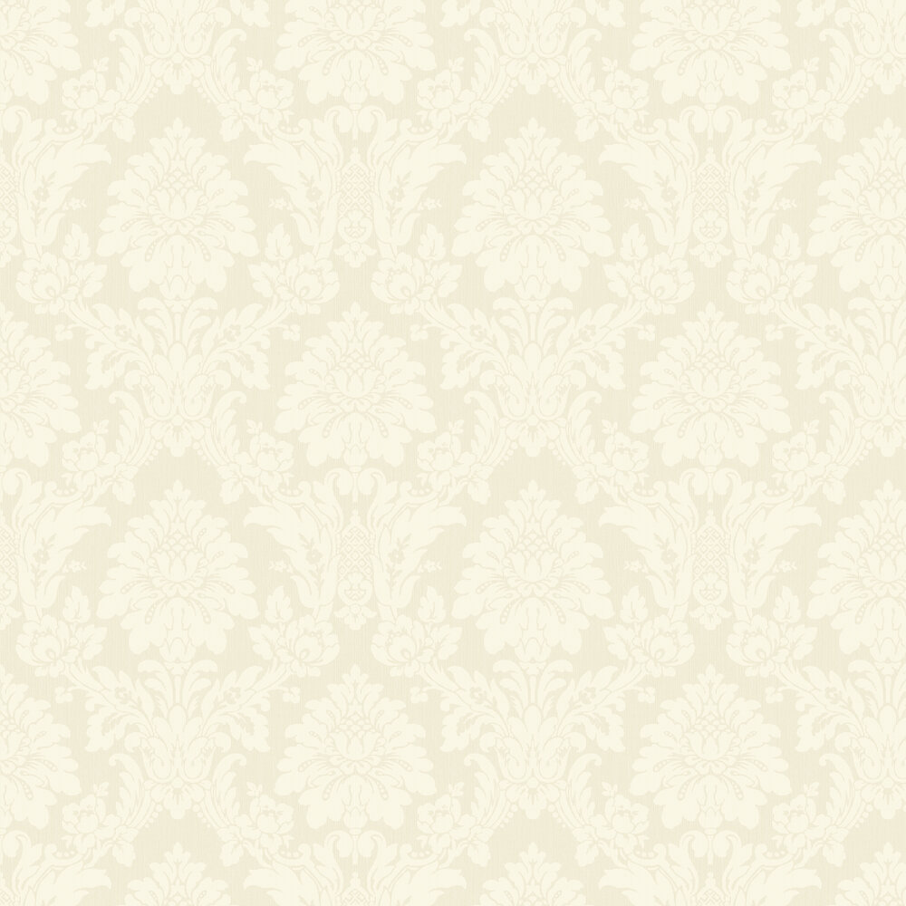 String Damask Wallpaper - White / Gold - by Albany