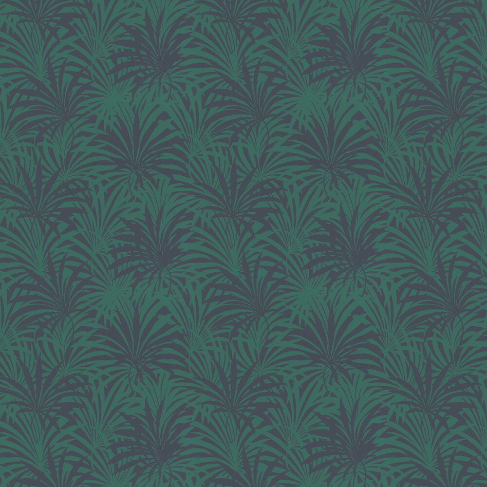 Palm Leaf Wallpaper - Green / Blue - by Albany