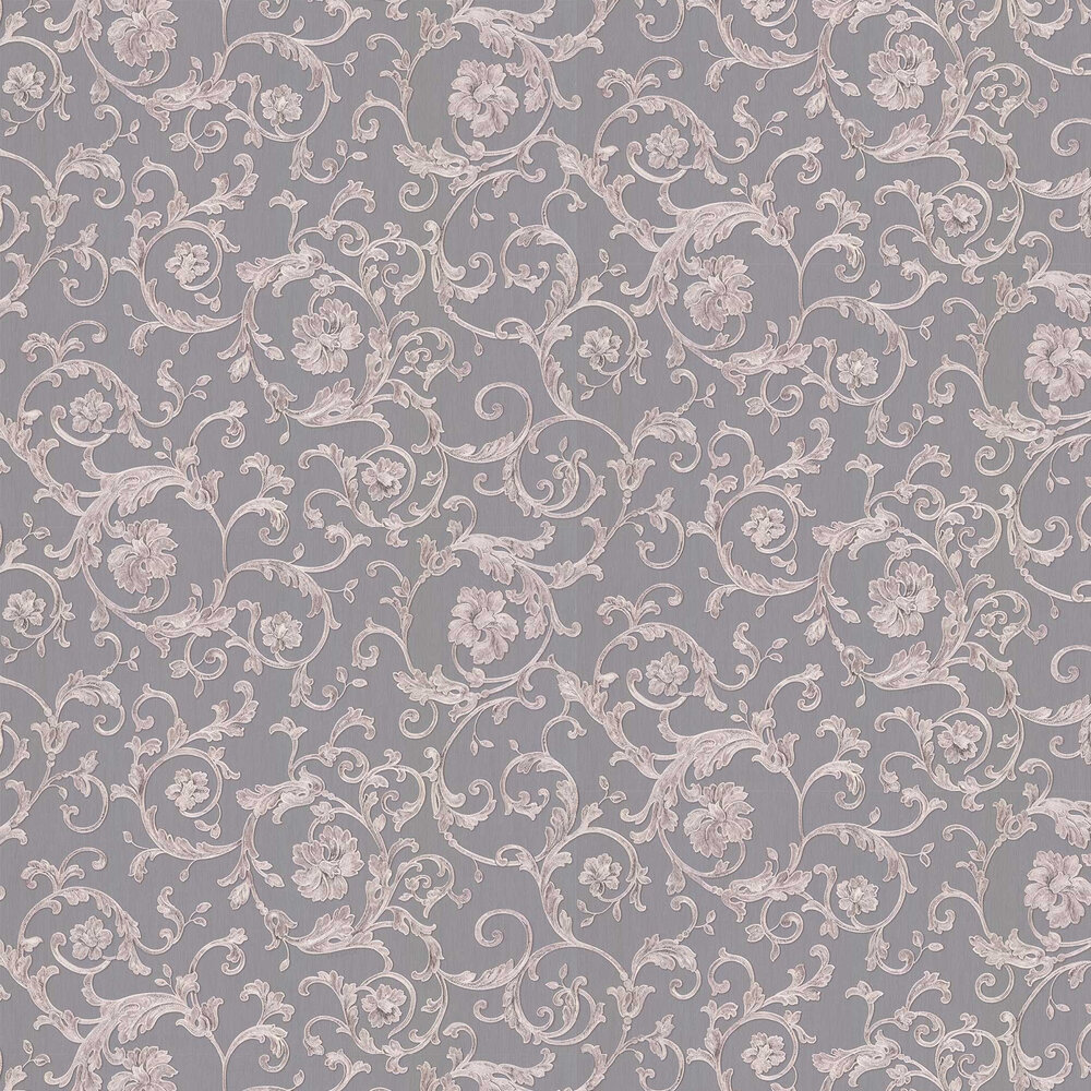 Barocco Trail Wallpaper - Silver / Grey - by Versace