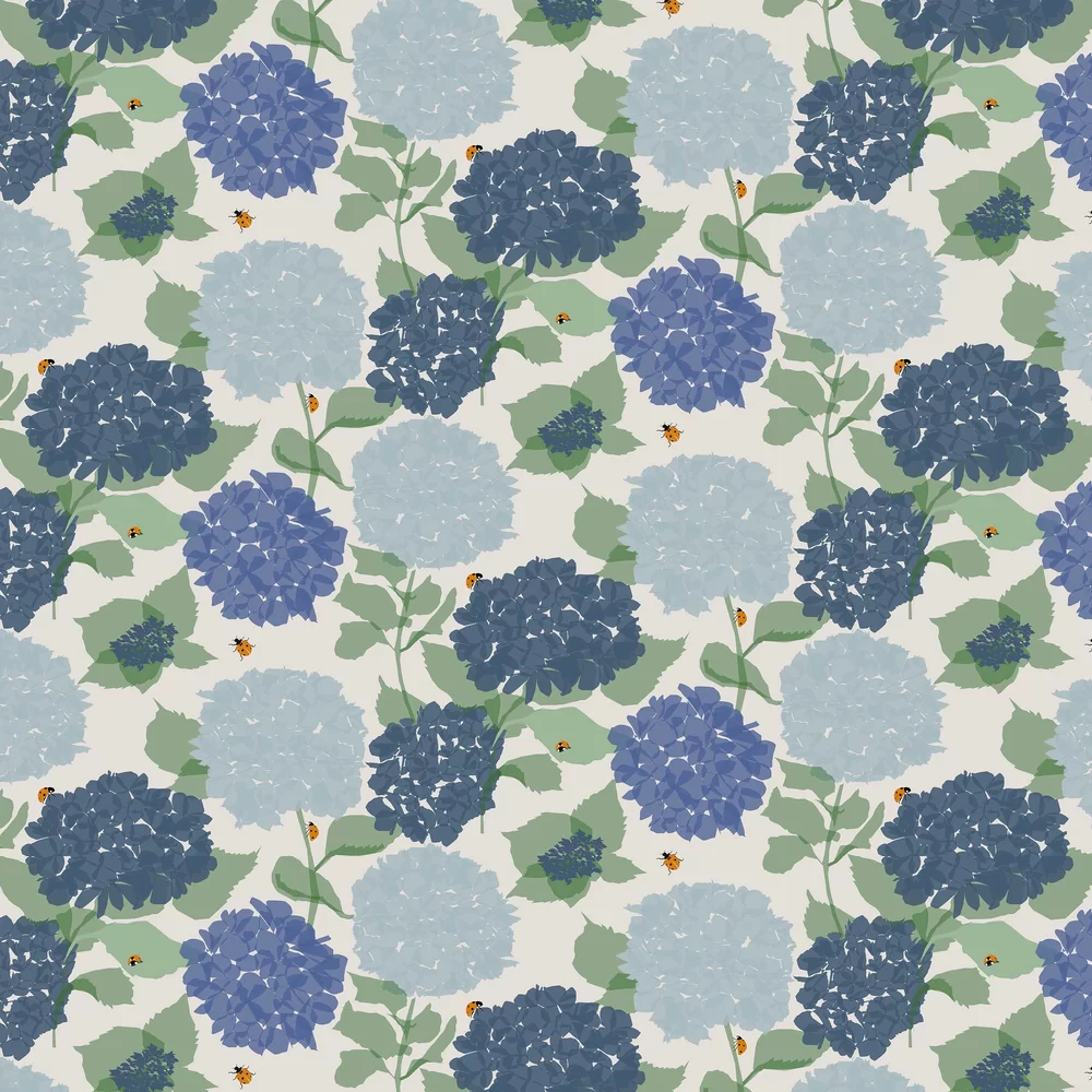 Hydrangea By Lorna Syson - Blue - Wallpaper : Wallpaper Direct