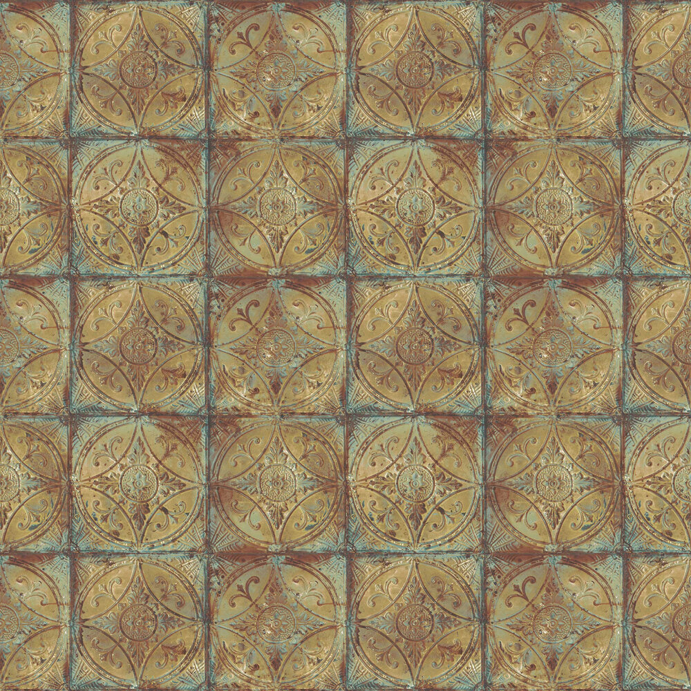 Tin Tile Wallpaper - Gold - by Galerie