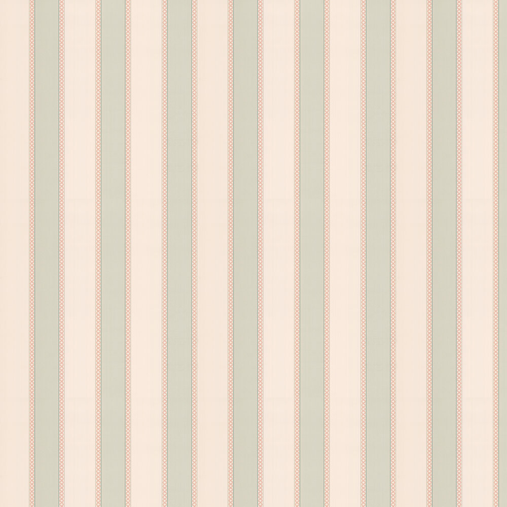Chartworth Stripe Wallpaper - Aqua and Pink - by Colefax and Fowler