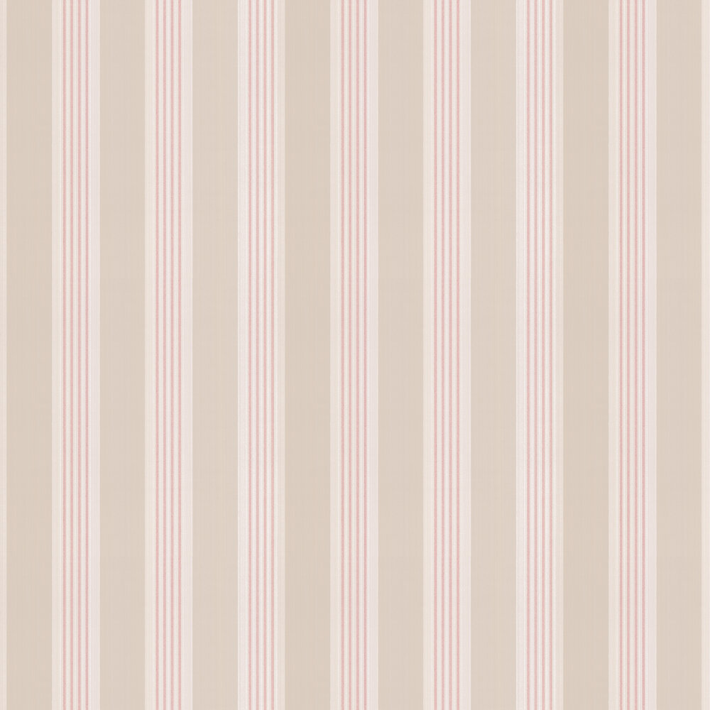 Tealby Stripe Wallpaper - Cream / Pink - by Colefax and Fowler