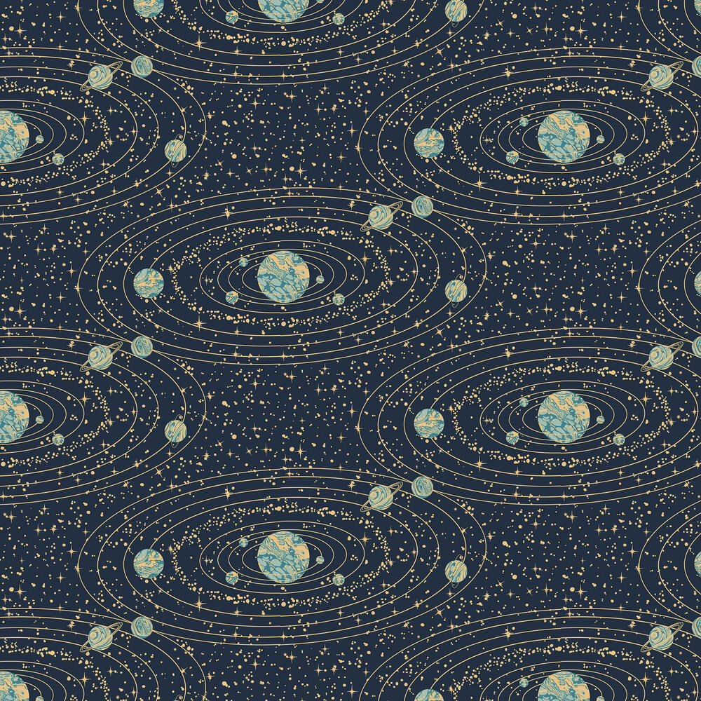 Orbit Wallpaper - Dark Blue and Gold - by Engblad & Co