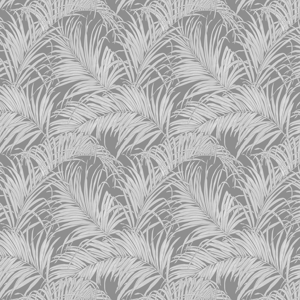 Palm Kiss Foil Wallpaper - Gunmetal Grey - by Arthouse