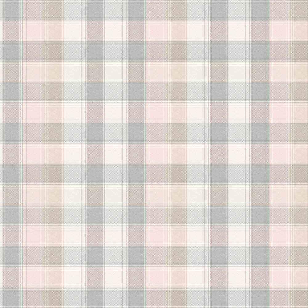 Country Check Wallpaper - Pink - by Arthouse