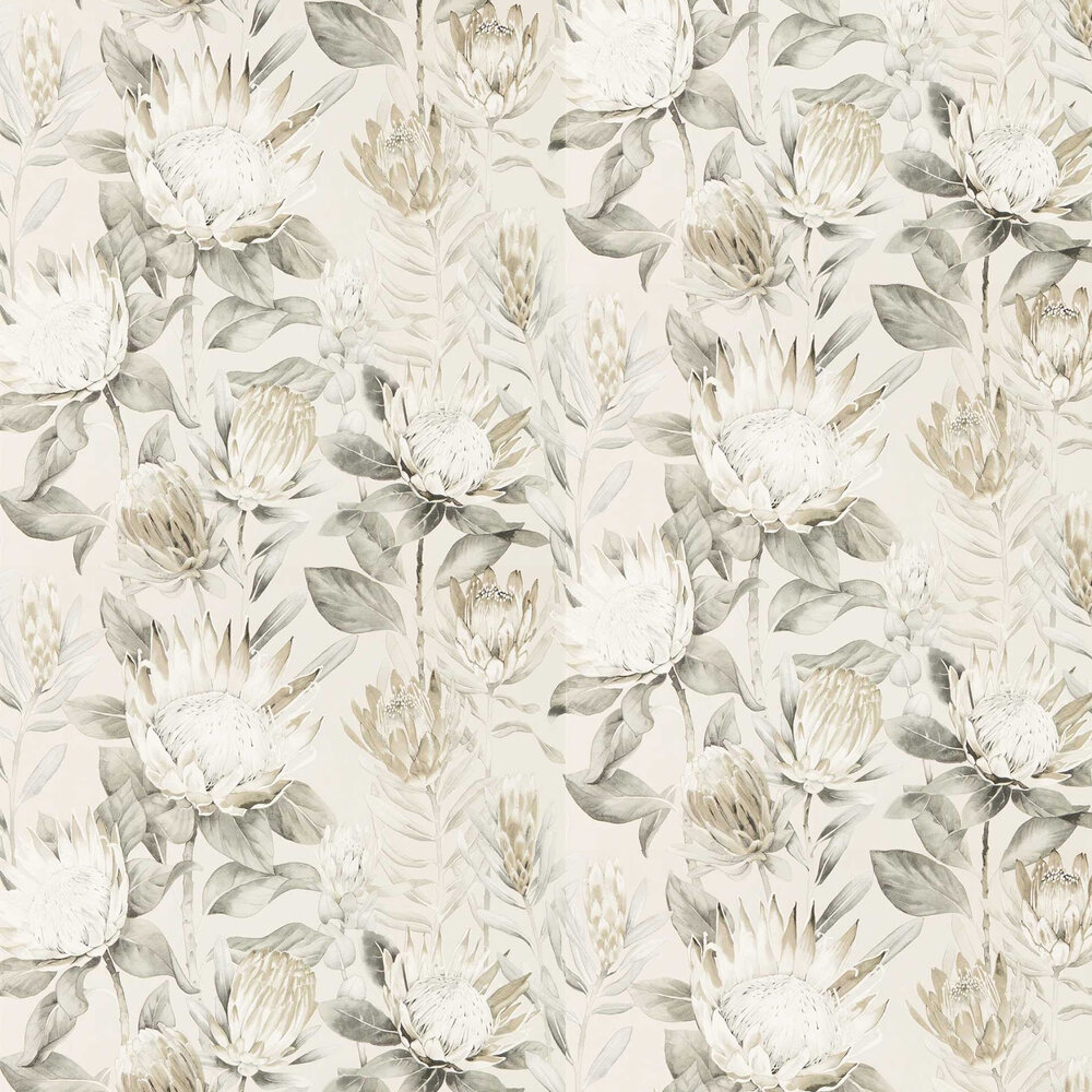King Protea Wallpaper - Linen / Mica   - by Sanderson