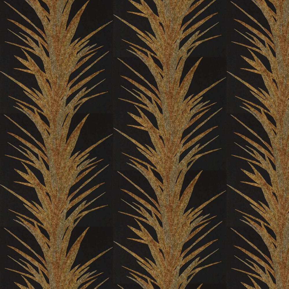 Yucca Wallpaper - Charcoal / Gold - by Sanderson