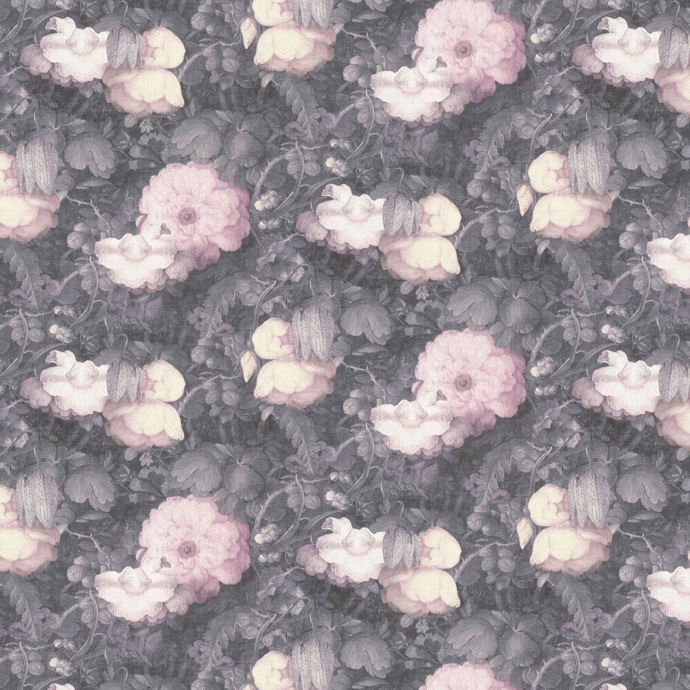 Dutch Floral Wallpaper - Pink / Grey - by Metropolitan Stories