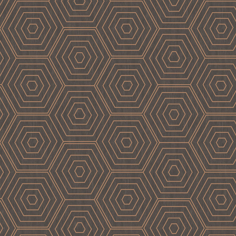 Aztec Hexagons Wallpaper - Copper - by SK Filson