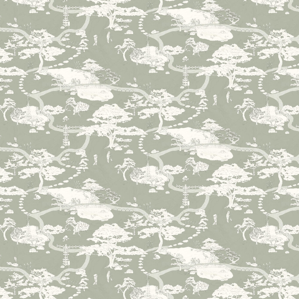 Kenrokuen Wallpaper - Green - by Sandberg