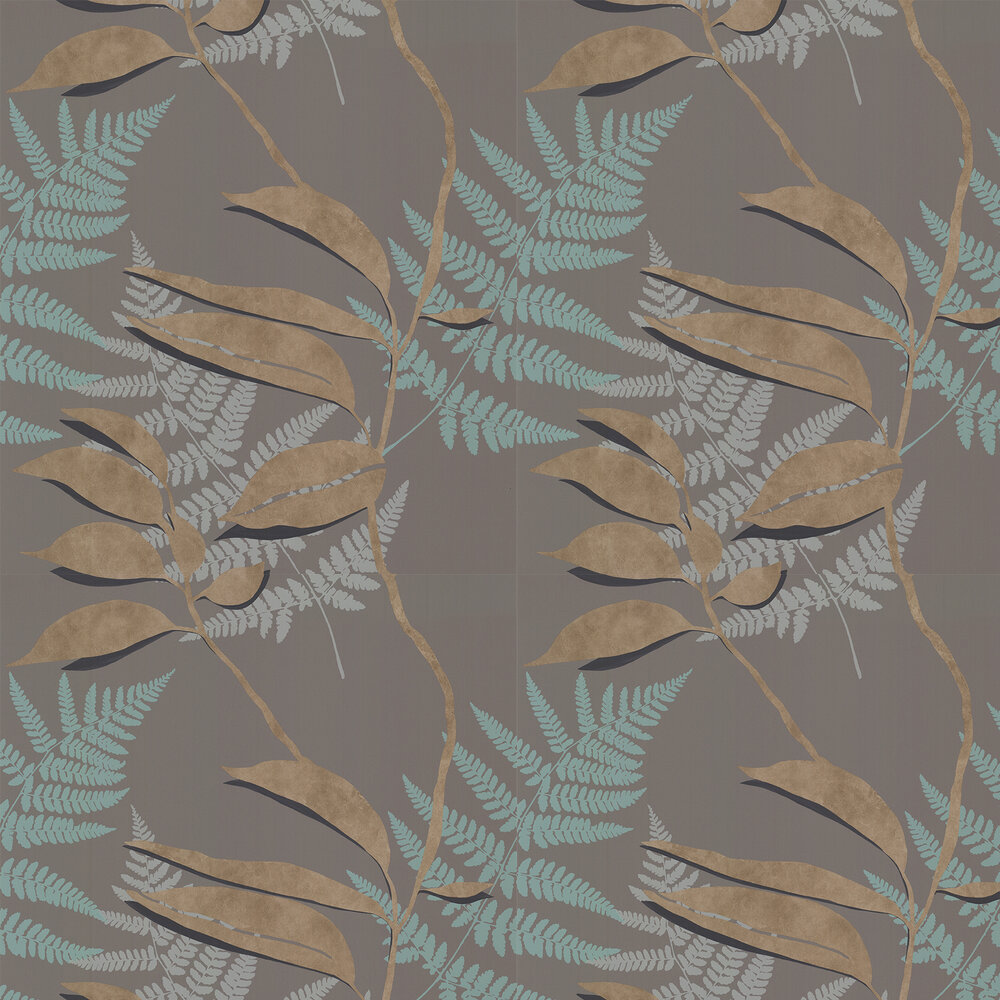 Feuille D'Or Wallpaper - Cacao / Gold - by Osborne & Little