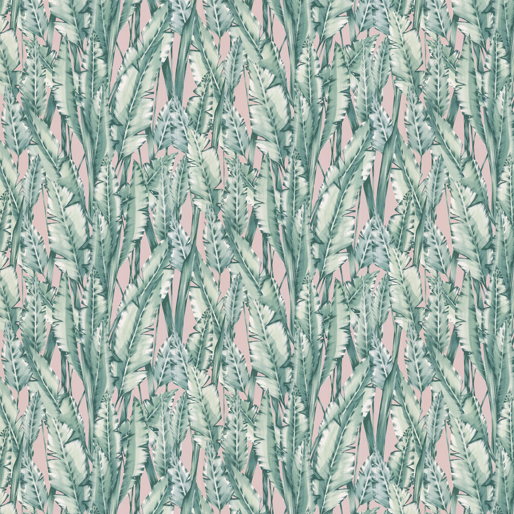 Tiger Leaf Wallpaper - Mint / Blush - by Osborne & Little