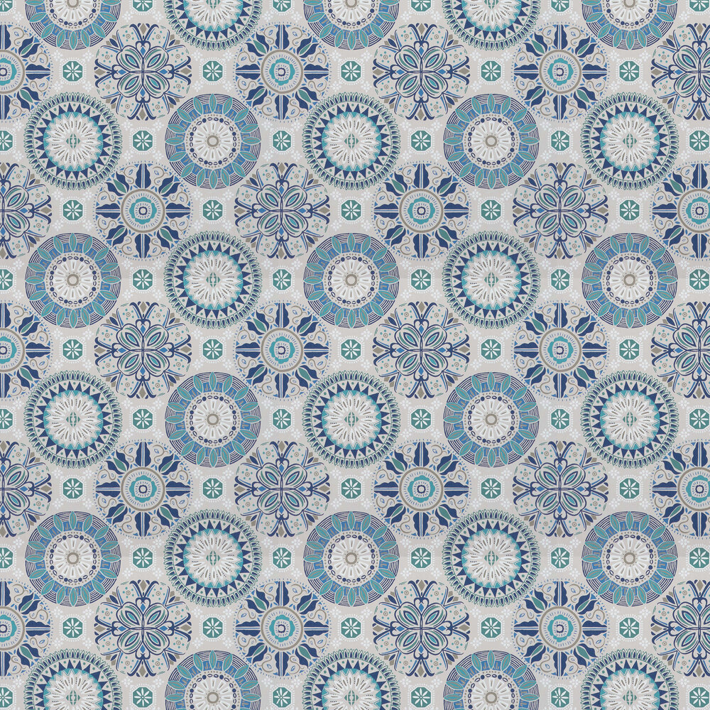 Rosetta Wallpaper - Grey / Blue - by Osborne & Little