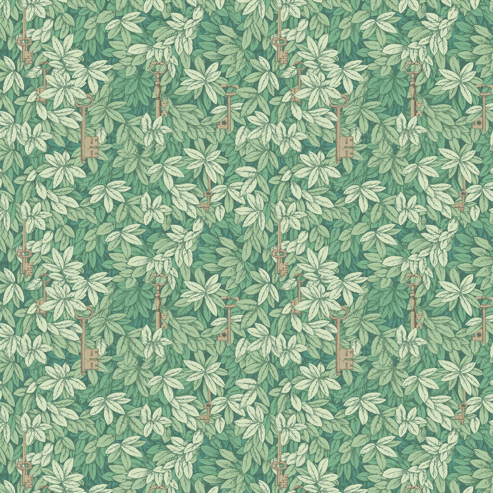 Chiavi Segrete Wallpaper - Leaf Green - by Cole & Son