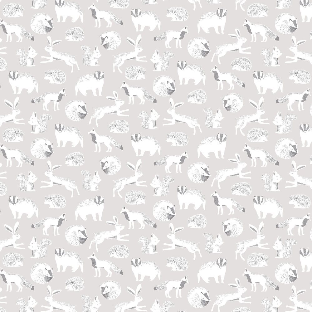 Forest Animals Wallpaper - Grey - by Eijffinger