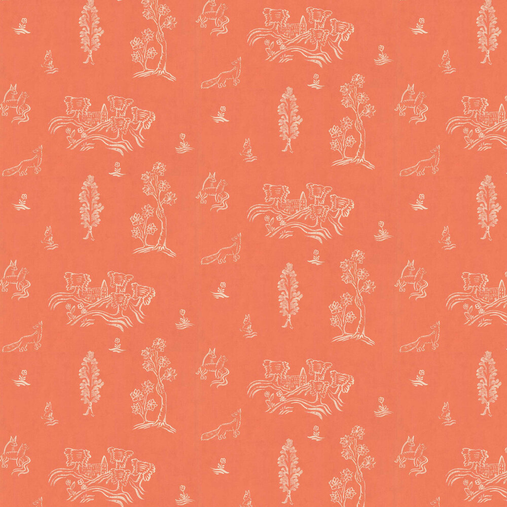 Wychwood  Wallpaper - Melon Orange - by Andrew Martin